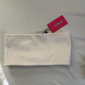Edikted White Ribbed Tube Top